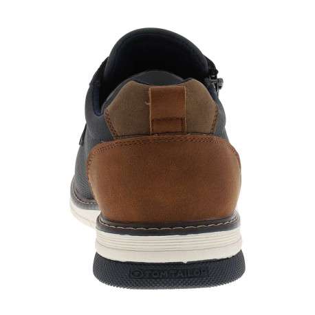 Sneakers bleu marine à talon plat avec des lacets et un zip latéral - Image 6