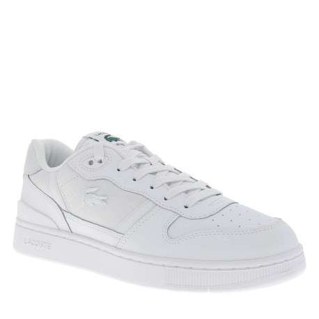 Tennis blanches en cuir à talon plat avec des lacets et marque imprimée en vert - Image 3