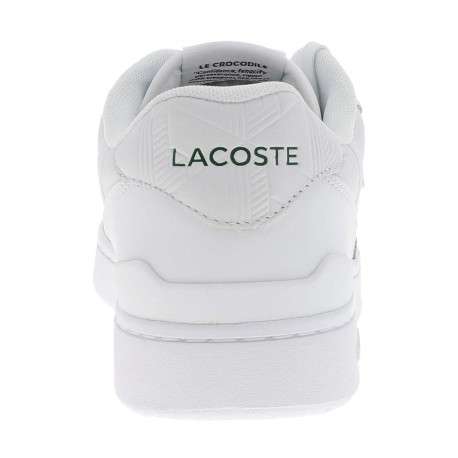 Tennis blanches en cuir à talon plat avec des lacets et marque imprimée en vert - Image 6