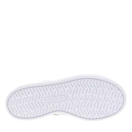 Baskets tennis blanches à talon plat avec des lacets et logo argenté - Image 5