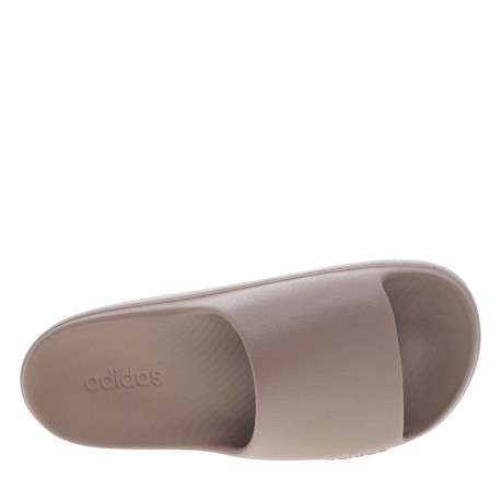 Claquettes taupe à talon plat avec logo embossé dans la semelle - Image 4