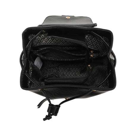 Sac à dos noir pourvu d'une fermeture par rabat et bouton pression - Image 4
