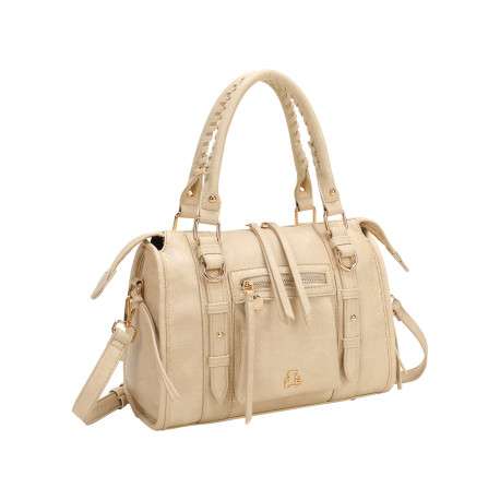 Sac beige en maille lisse pourvu d'une bandoulière amovible et réglable - Image 2