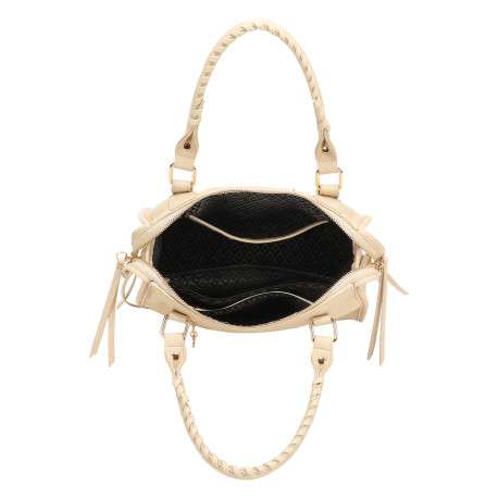 Sac beige en maille lisse pourvu d'une bandoulière amovible et réglable - Image 4