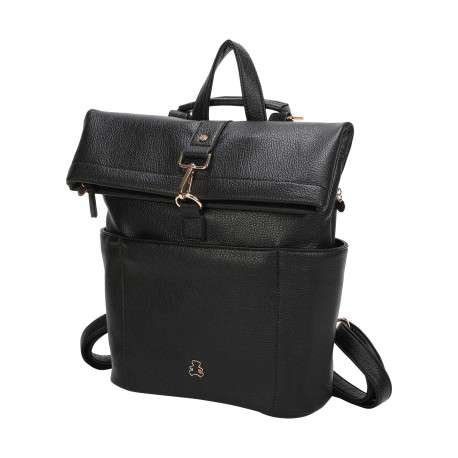 Sac à dos noir en matière grainée pourvu d'une fermeture avec mousqueton - Image 2