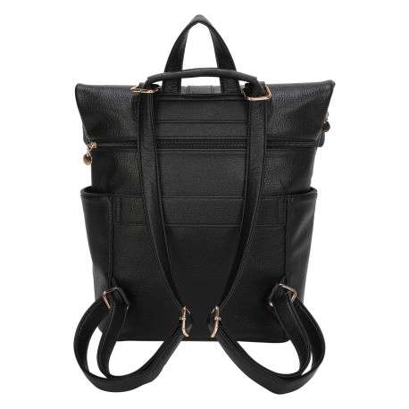 Sac à dos noir en matière grainée pourvu d'une fermeture avec mousqueton - Image 3