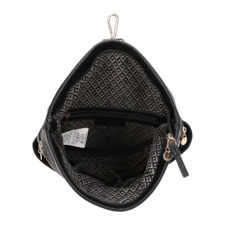 Sac à dos noir en matière grainée pourvu d'une fermeture avec mousqueton - Image 4
