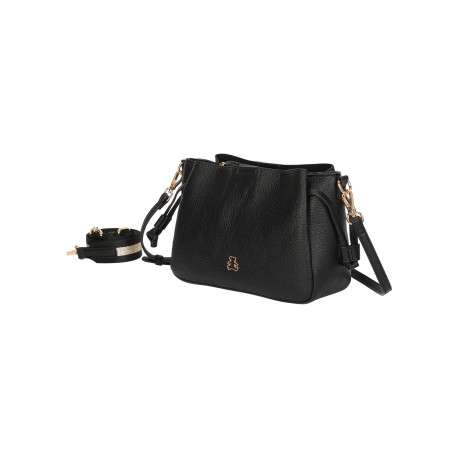 Sac à bandoulière noir pourvu de cordons de serrage sur les côtés - Image 2