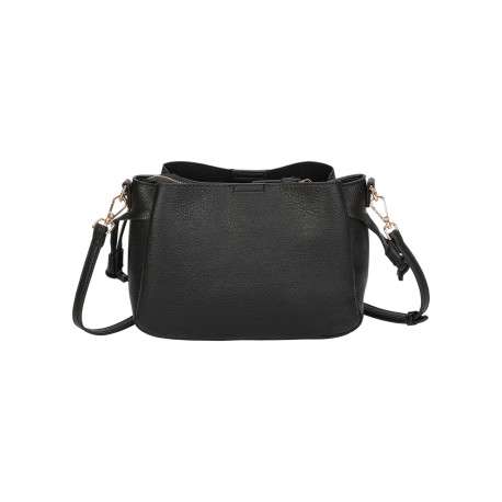 Sac à bandoulière noir pourvu de cordons de serrage sur les côtés - Image 3
