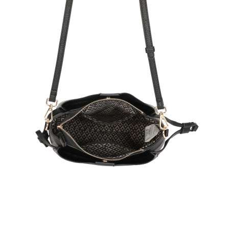 Sac à bandoulière noir pourvu de cordons de serrage sur les côtés - Image 4