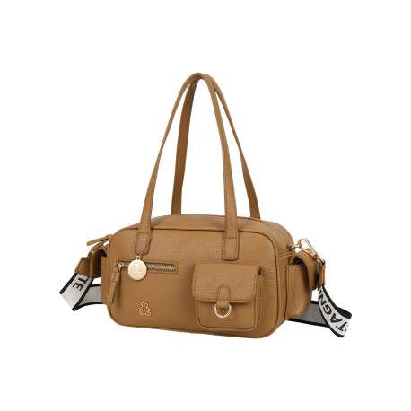 Sac à main porté épaule camel pourvu d'une bandoulière amovible - Image 2