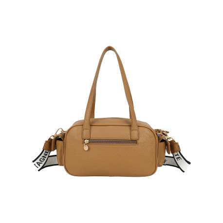 Sac à main porté épaule camel pourvu d'une bandoulière amovible - Image 3