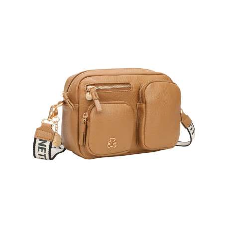 Sac camel en matière grainée pourvu de multiples compartiments de rangement - Image 2