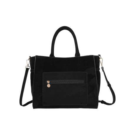 Sac porté épaule noir effet daim pourvu d'une bandoulière amovible - Image 3