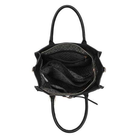 Sac porté épaule noir effet daim pourvu d'une bandoulière amovible - Image 4