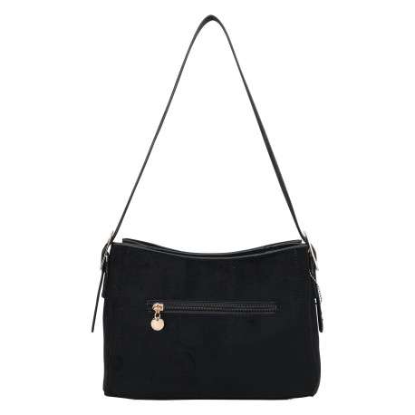 Sac porté épaule noir pourvu d'une anse plate ajustable sur les côtés - Image 3