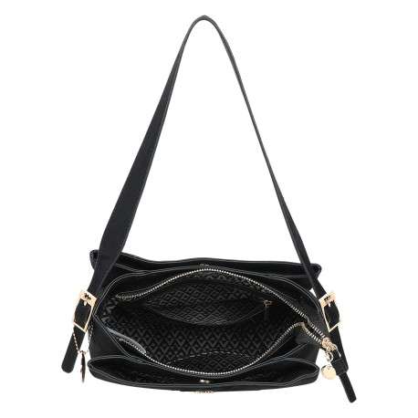 Sac porté épaule noir pourvu d'une anse plate ajustable sur les côtés - Image 4