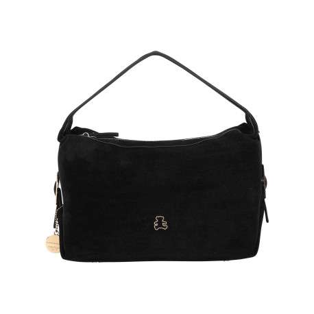 Sac à main noir pourvu de multiples compartiments de rangement