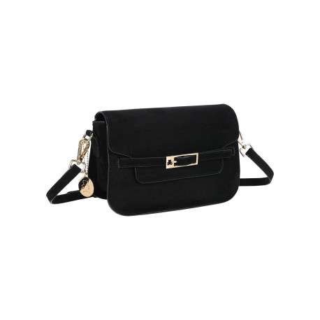 Sac à bandoulière noir pourvu d'une fermeture par rabat avec bouton pression - Image 2