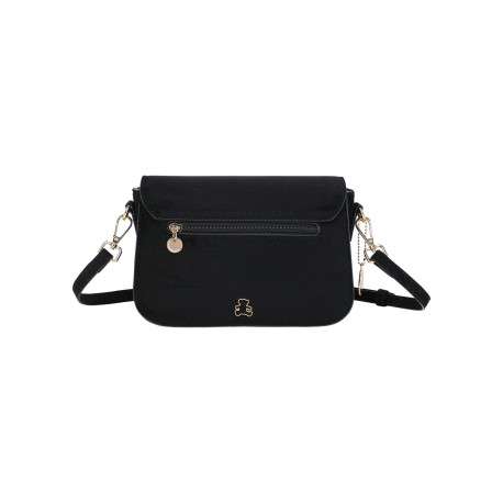 Sac à bandoulière noir pourvu d'une fermeture par rabat avec bouton pression - Image 3