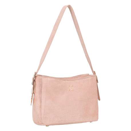 Sac porté épaule rose pourvu d'une anse plate ajustable sur les côtés - Image 2