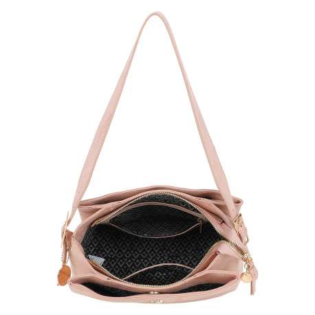 Sac porté épaule rose pourvu d'une anse plate ajustable sur les côtés - Image 4