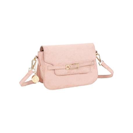 Sac à bandoulière rose pourvu d'une fermeture par rabat avec bouton pression - Image 2