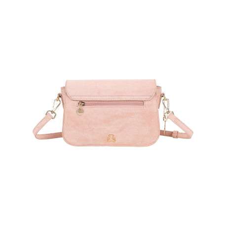 Sac à bandoulière rose pourvu d'une fermeture par rabat avec bouton pression - Image 3