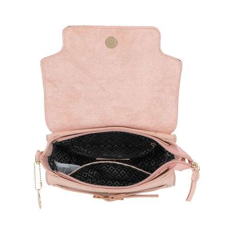Sac à bandoulière rose pourvu d'une fermeture par rabat avec bouton pression - Image 4