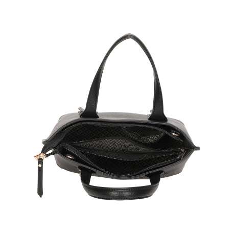 Sac noir en matière grainée pourvu d'une bandoulière amovible et réglable - Image 4