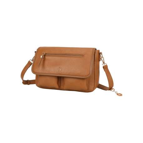 Sac à bandoulière camel en matière grainée pourvu d'une bandoulière amovible - Image 2