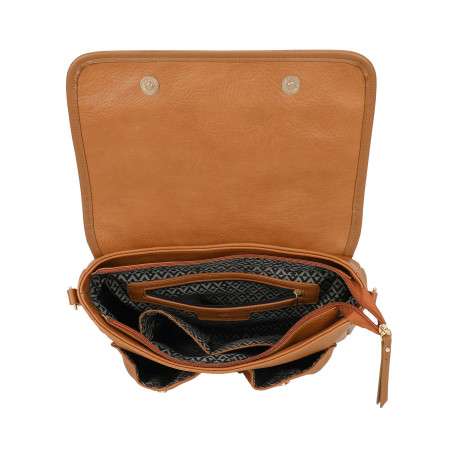 Sac à bandoulière camel en matière grainée pourvu d'une bandoulière amovible - Image 3