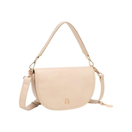 Sac beige en matière grainée pourvu d'une anse et d'une bandoulière amovibles - Image 2