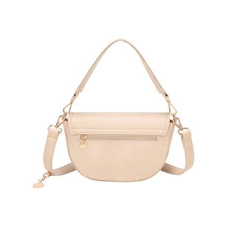 Sac beige en matière grainée pourvu d'une anse et d'une bandoulière amovibles - Image 3