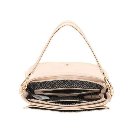 Sac beige en matière grainée pourvu d'une anse et d'une bandoulière amovibles - Image 4