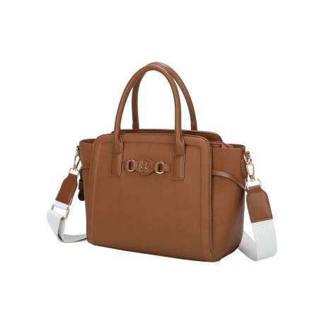 Sac à main porté épaule chocolat pourvu d'une bandoulière amovible et réglable - Image 2