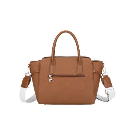 Sac à main porté épaule chocolat pourvu d'une bandoulière amovible et réglable - Image 3