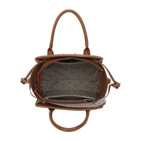 Sac à main porté épaule chocolat pourvu d'une bandoulière amovible et réglable - Image 4