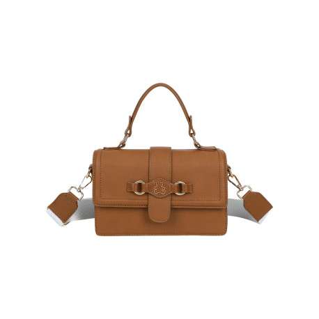 Sac chocolat pourvu d'une large bandoulière amovible et réglable