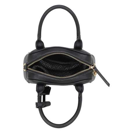 Sac noir en matière grainée pourvu d'une fermeture zippée dorée - Image 4