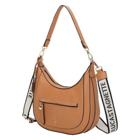 Sac porté épaule camel pourvu d'une large bandoulière amovible - Image 2