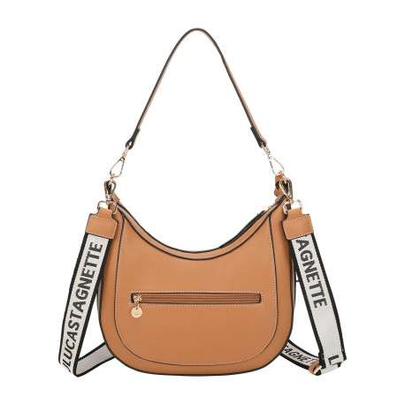 Sac porté épaule camel pourvu d'une large bandoulière amovible - Image 3