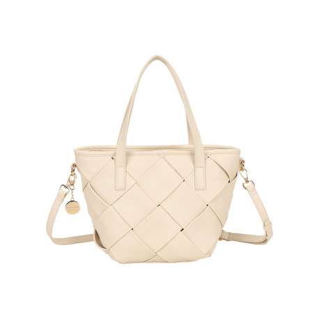 Sac à main écru pourvu d'une bandoulière amovible et réglable - Image 3