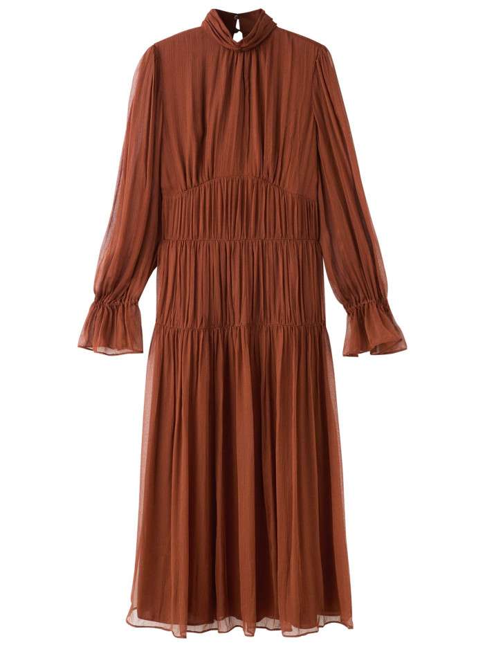 Robe longue chocolat unie...