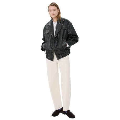 Jean en coton écru uni pourvu d'une coupe large et de multiples poches - Image 4