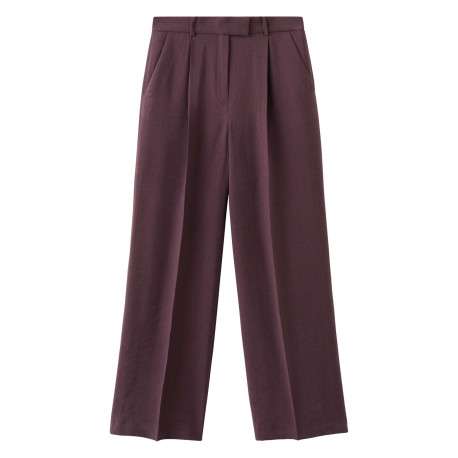 Pantalon chino bordeaux uni pourvu d'une taille intermédiaire