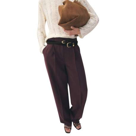 Pantalon chino bordeaux uni pourvu d'une taille intermédiaire - Image 2