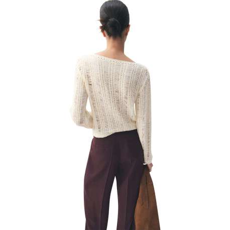 Pantalon chino bordeaux uni pourvu d'une taille intermédiaire - Image 3