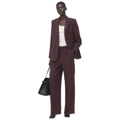 Blazer bordeaux uni pourvu d'une coupe droite et d'un col à revers - Image 4