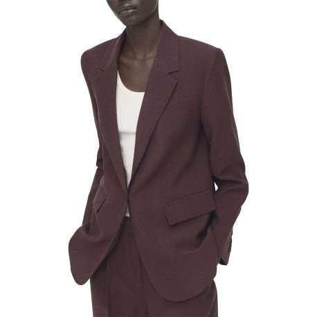 Blazer bordeaux uni pourvu d'une coupe droite et d'un col à revers - Image 5